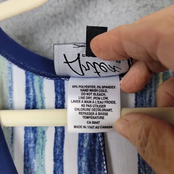 Artex Fashions Sleeveless Tunic Top Womens L Vertical Stripes V Neck Split Back - Picture 5 of 15